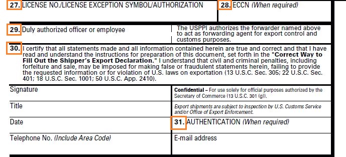 	Shipper's Export Declaration Forms